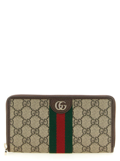 Cardholder Card Case by Gucci for women in polyester polyethylene polyurethane leather beige, brown, ebony, gold, green, red & signature features a sleek silhouette, showcasing the sleek design of the Gg Ophidia Polyester Polyethylene Polyurethane Leather Cardholder Card Case with functional card-organization coin-purse for a premium look.