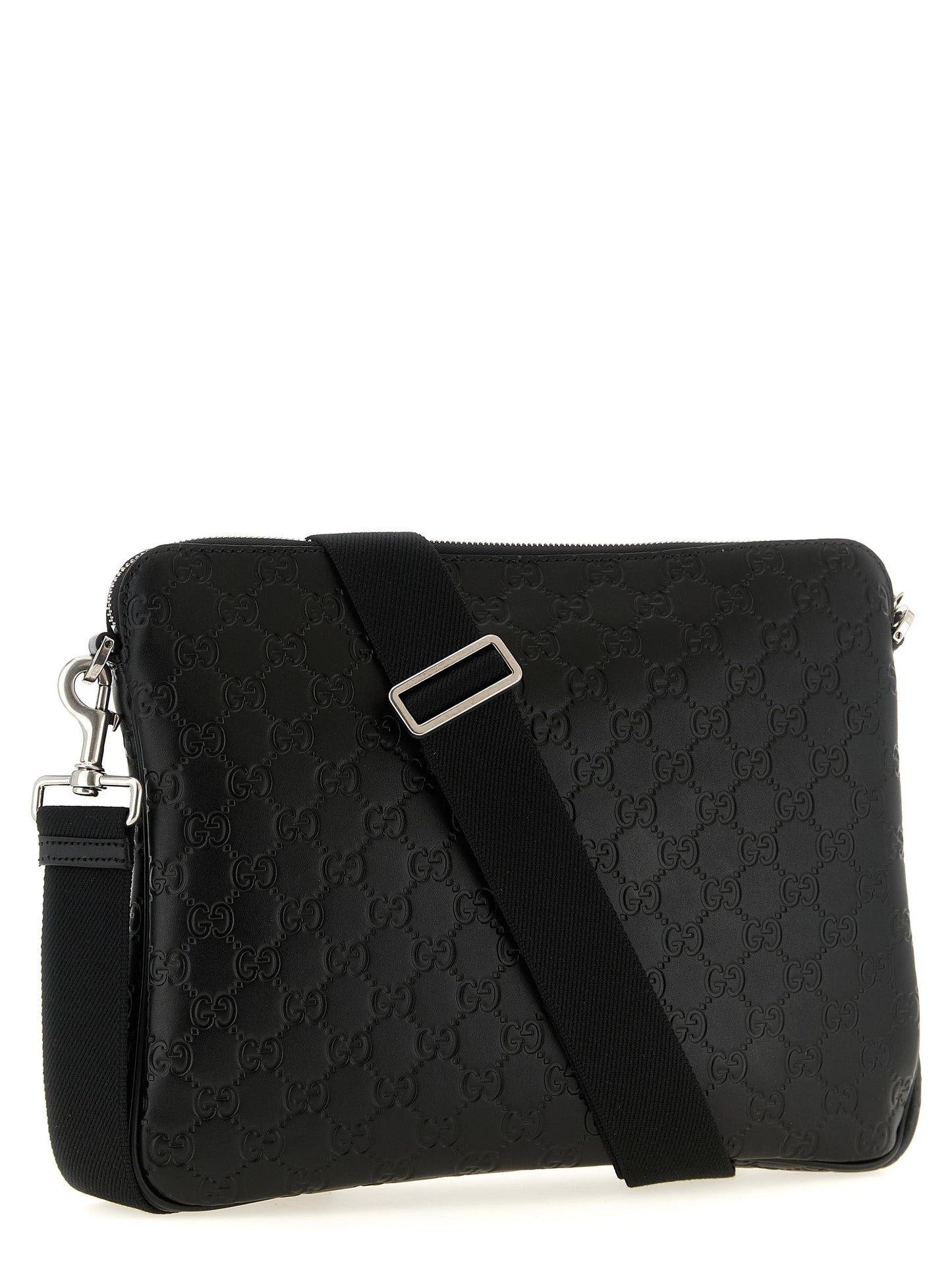 2-in-1 Shoulder & Crossbody Messenger Bag by Gucci for men in linen cotton & calfskin leather black, patterned & monogram features a artisanal Gg Linen Cotton & Calfskin Leather 2-in-1 Shoulder Crossbody Messenger Bag design with a secure zipper, ample , and versatile crossbody-strap & shoulder-strap for a artisanal finish.