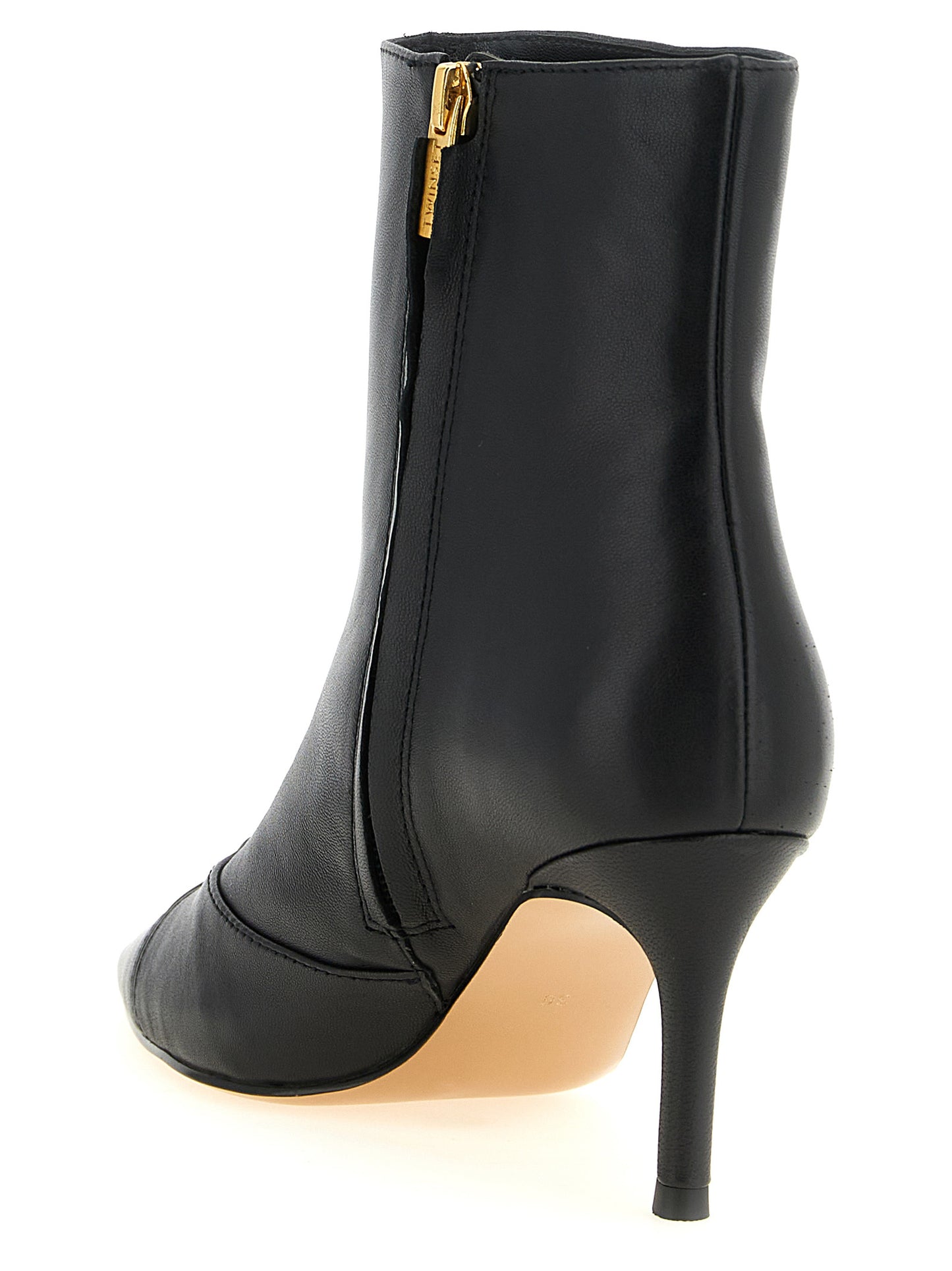 Stiletto Ankle Boots by Twinset for women in leather black & gold features an dynamic silhouette, showcasing the dynamic Women's Leather Stiletto Ankle Boots design with its distinctive stiletto and elegant .