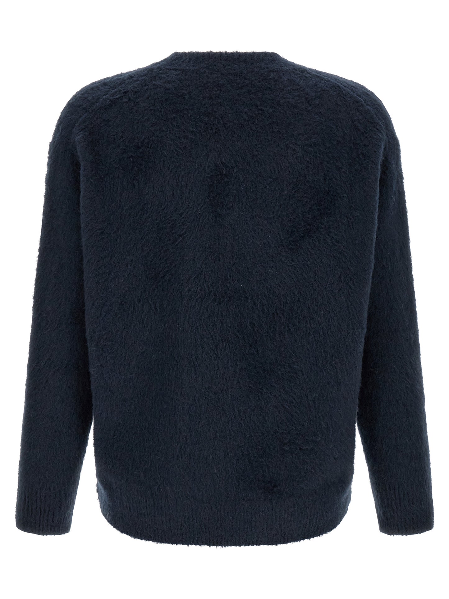 Cardigan by Roberto Collina for men in stretch polyamide cotton navy features an impeccable silhouette, showcasing a sophisticated crew neckline and detail for a truly impeccable finish.
