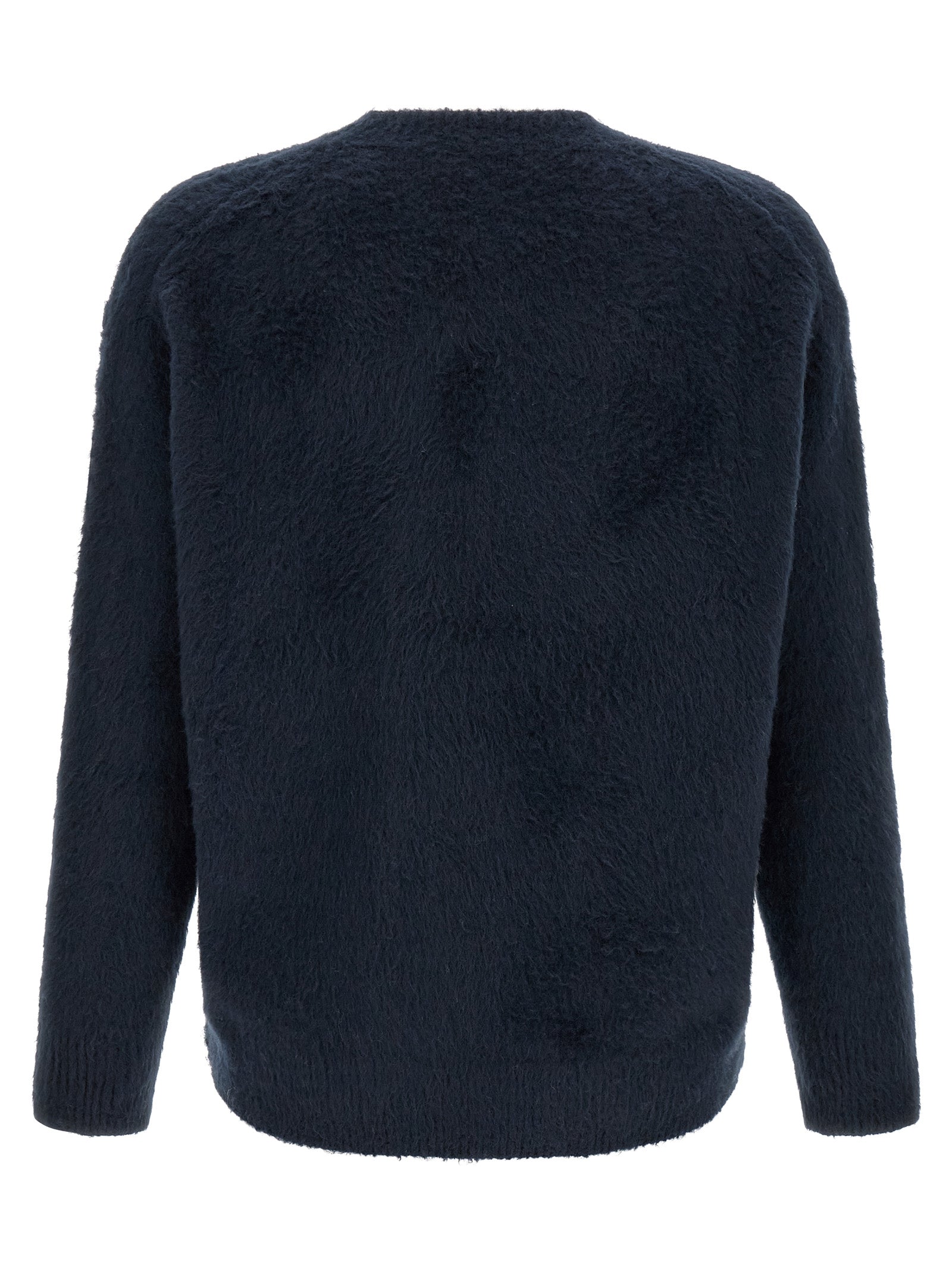 Cardigan by Roberto Collina for men in stretch polyamide cotton navy features an impeccable silhouette, showcasing a sophisticated crew neckline and detail for a truly impeccable finish.