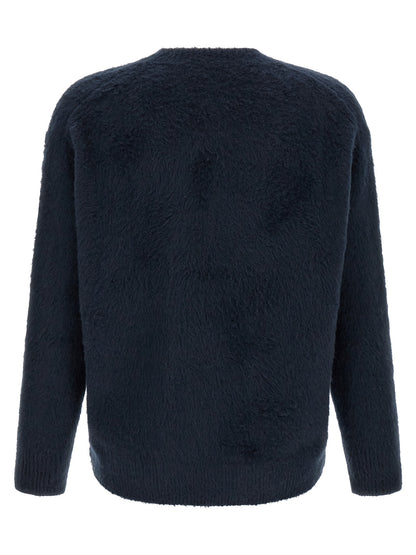 Cardigan by Roberto Collina for men in stretch polyamide cotton navy features an impeccable silhouette, showcasing a sophisticated crew neckline and detail for a truly impeccable finish.