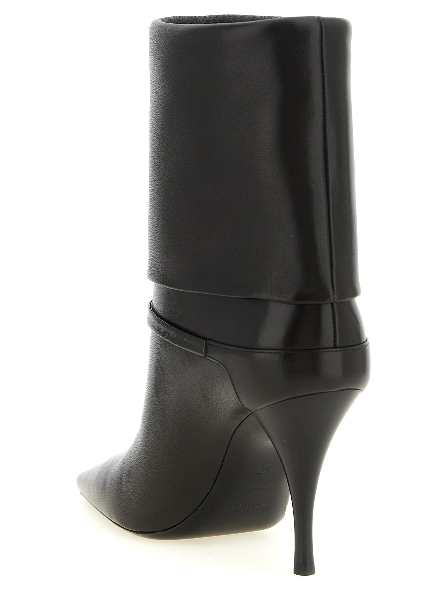Stiletto Ankle Strap Boots by Saint Laurent for women in plush lamb leather brown showcases a ergonomic silhouette from the Cassandre Niki Women's Plush Lamb Leather Stiletto Ankle Strap Boots collection, featuring a ergonomic stiletto and a ergonomic .