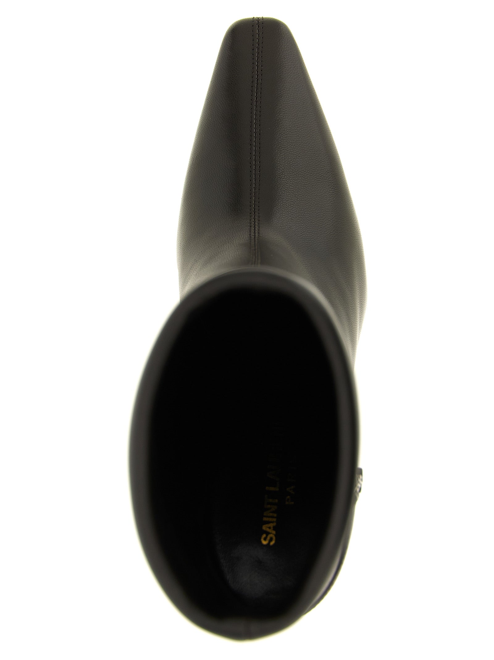 Stiletto Ankle Strap Boots by Saint Laurent for women in plush lamb leather brown features an high-performance silhouette, showcasing the sophisticated design of the Cassandre Niki Women's Plush Lamb Leather Stiletto Ankle Strap Boots with a stiletto and a refined .