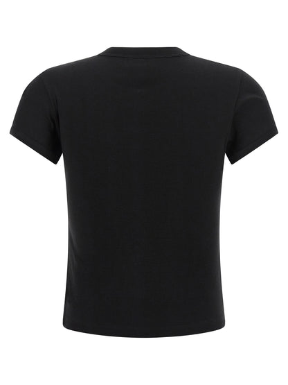 Saint Laurent Cassandre Women's Crew Neck Cotton Activewear T-Shirt - Black