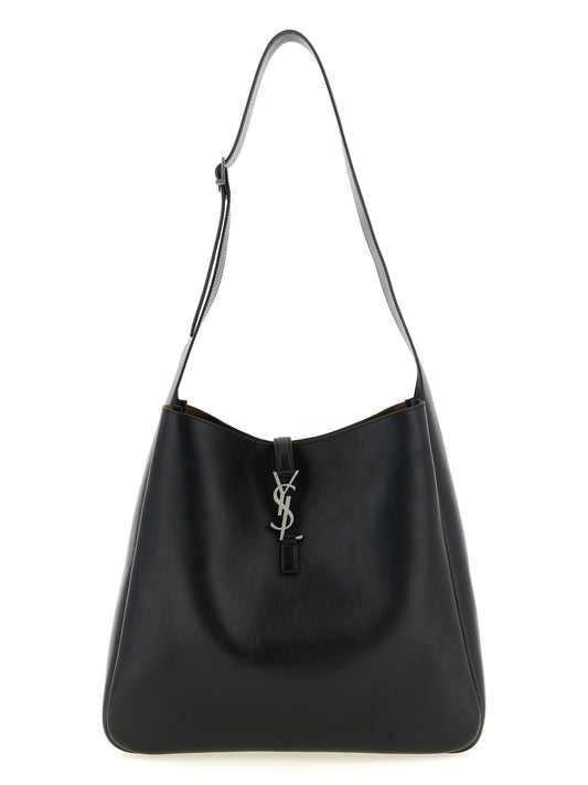 Hobo Clutch Shoulder Bag by Saint Laurent for men in bos taurus suede calf leather black & silver features a distinguished silhouette, showcasing a secure zipper & hook and distinguished with versatile shoulder-strap & adjustable-strap for a distinguished finish.