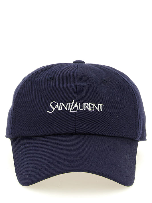Baseball Cap by Saint Laurent for men in cotton navy features an artisanal silhouette, showcasing the artisanal Cotton Baseball Cap design with a refined, artisanal finish.