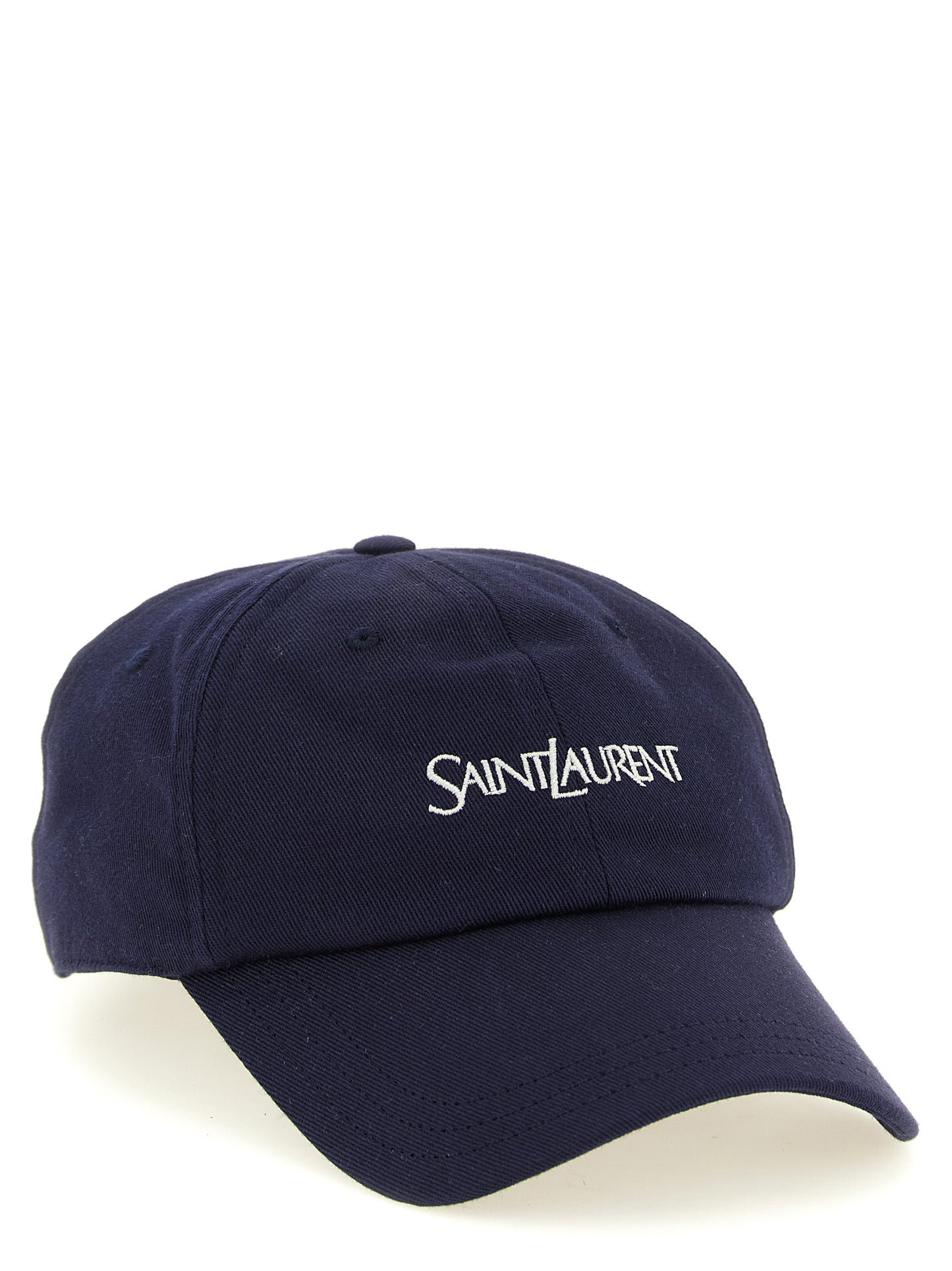Baseball Cap by Saint Laurent for men in cotton navy presents a tailored silhouette, perfectly capturing the essence of Cotton Baseball Cap with its tailored finish and superior craftsmanship.