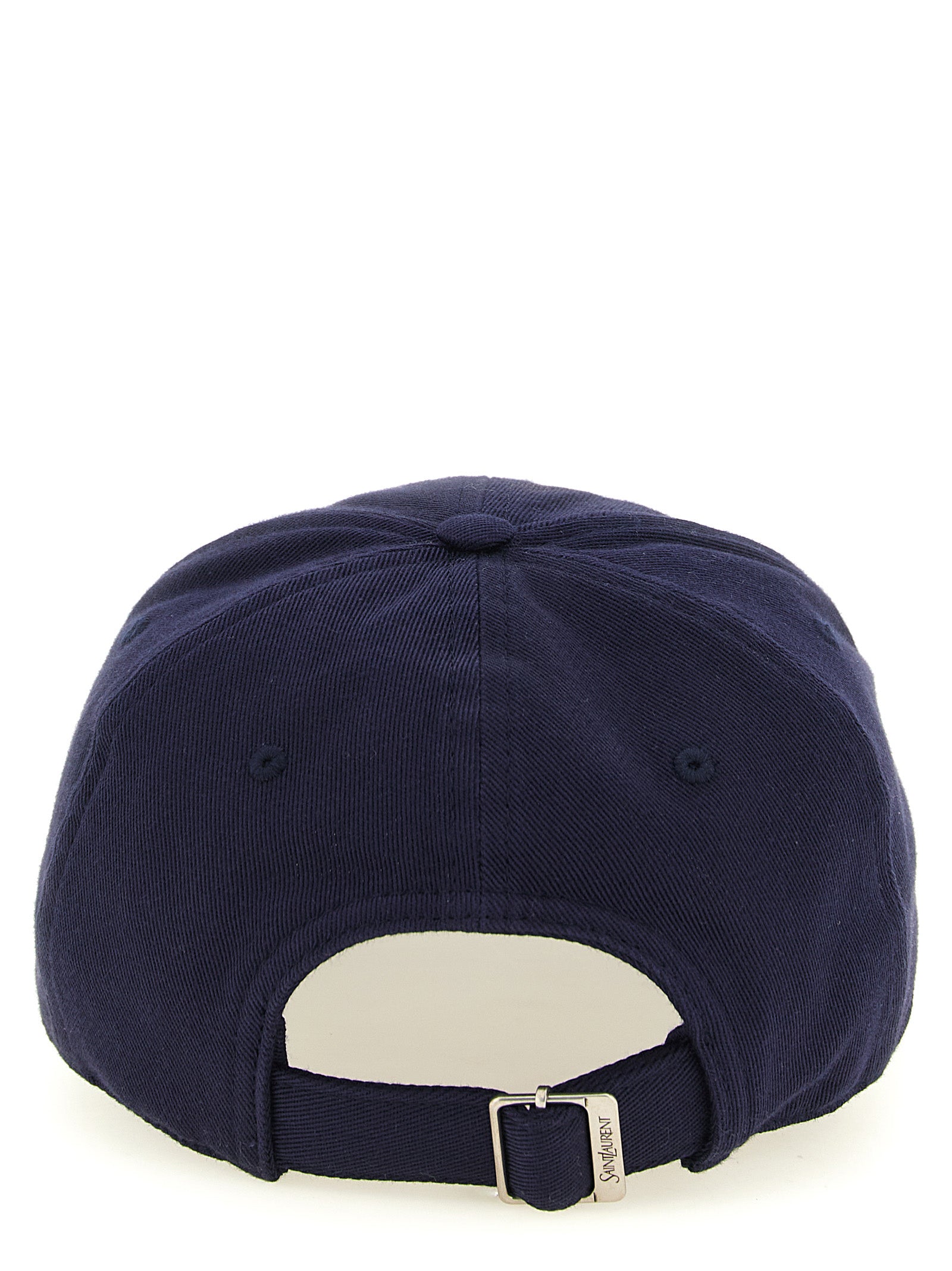Baseball Cap by Saint Laurent for men in cotton navy features a distinguished silhouette, showcasing the distinguished design of the Cotton Baseball Cap for a sophisticated, elevated look.