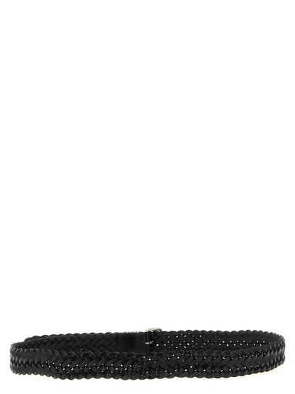 Belt by Saint Laurent for men in bos taurus calfskin leather black, silver & patterned presents a artisanal silhouette from the Cassandre Bos Taurus Calfskin Leather Belt collection, showcasing an artisanal design and refined craftsmanship for a artisanal look.