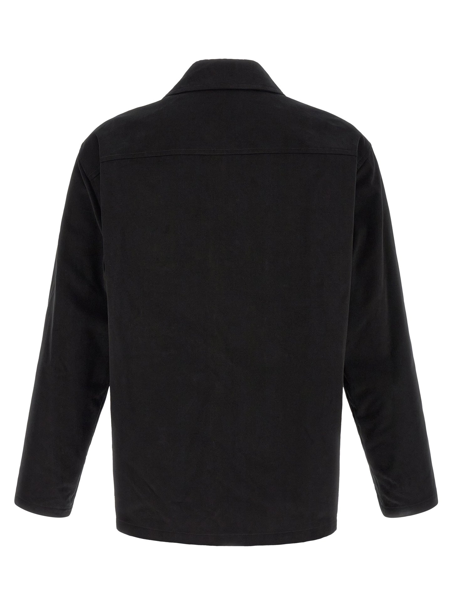 Overshirt by Saint Laurent for men in leather & cotton black features an architectural silhouette with a refined and elegant for a architectural look.
