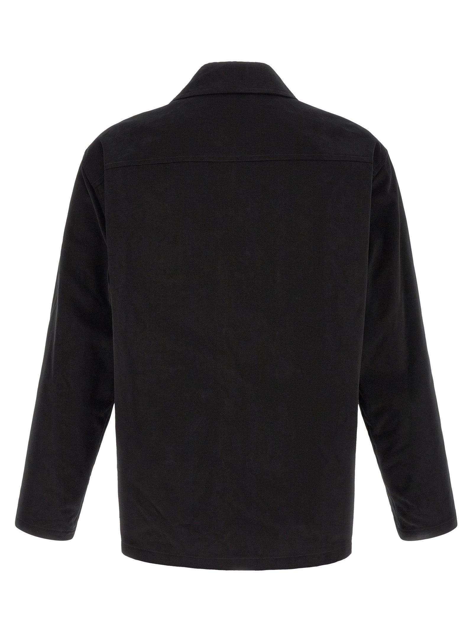 Overshirt by Saint Laurent for men in leather & cotton black features an architectural silhouette with a refined and elegant for a architectural look.