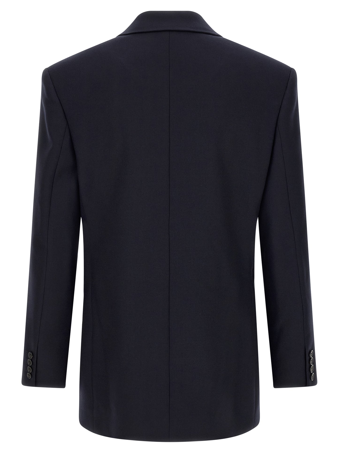 Blazer by Saint Laurent for men in wool navy showcases a polished silhouette, highlighted by a refined and polished for a sophisticated finish.