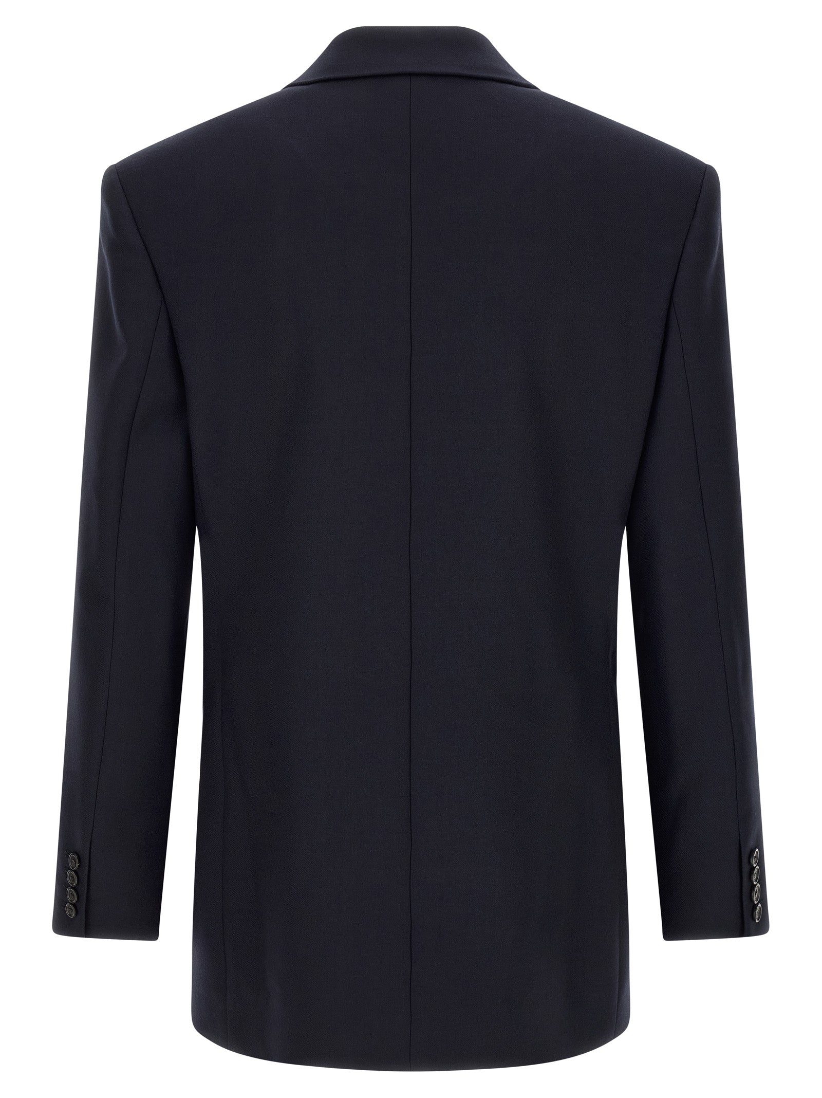 Blazer by Saint Laurent for men in wool navy showcases a polished silhouette, highlighted by a refined and polished for a sophisticated finish.