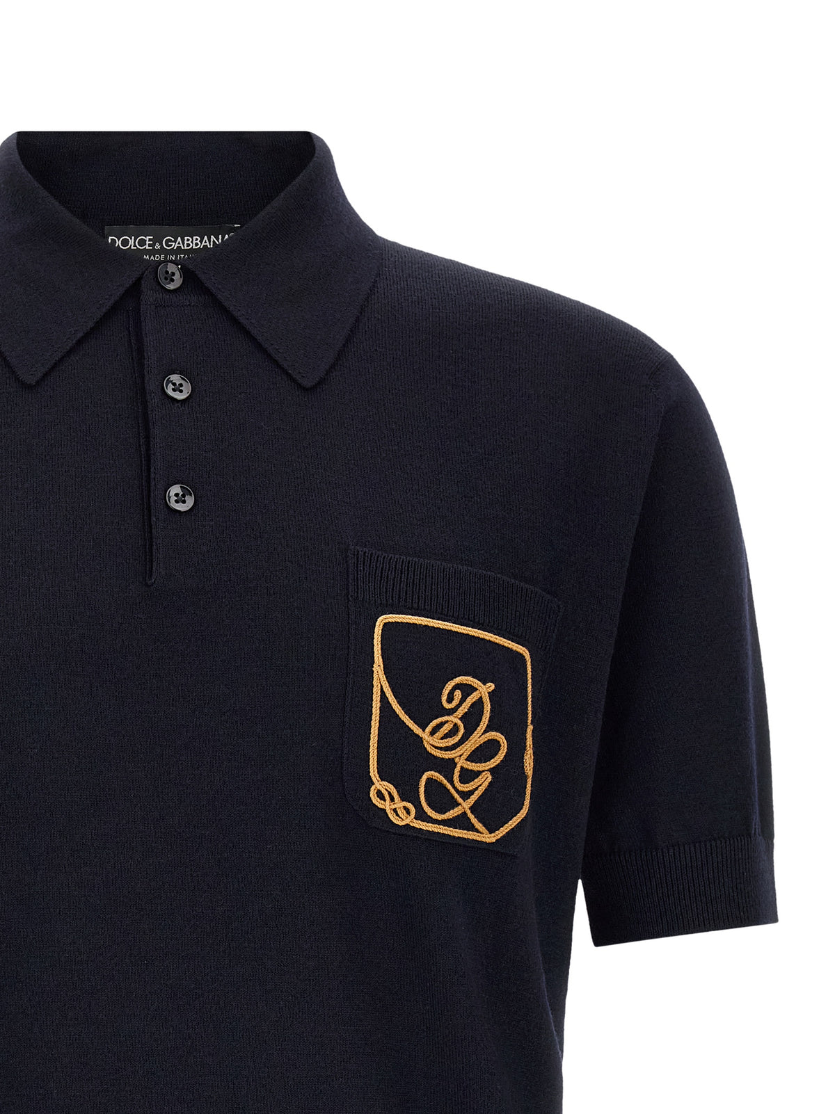 Dolce & Gabbana Men's Virgin Wool Polo Shirt - Dark Blue
