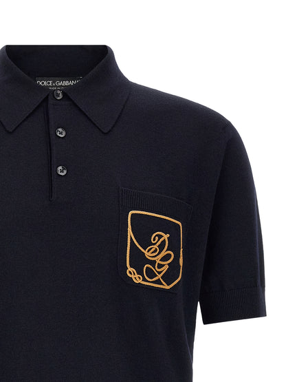 Dolce & Gabbana Men's Virgin Wool Polo Shirt - Dark Blue