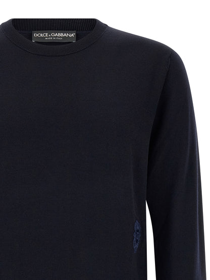 Cardigan by Dolce & Gabbana for men in virgin wool navy showcases a luxurious silhouette, meticulously detailed with a sophisticated and for a refined finish.