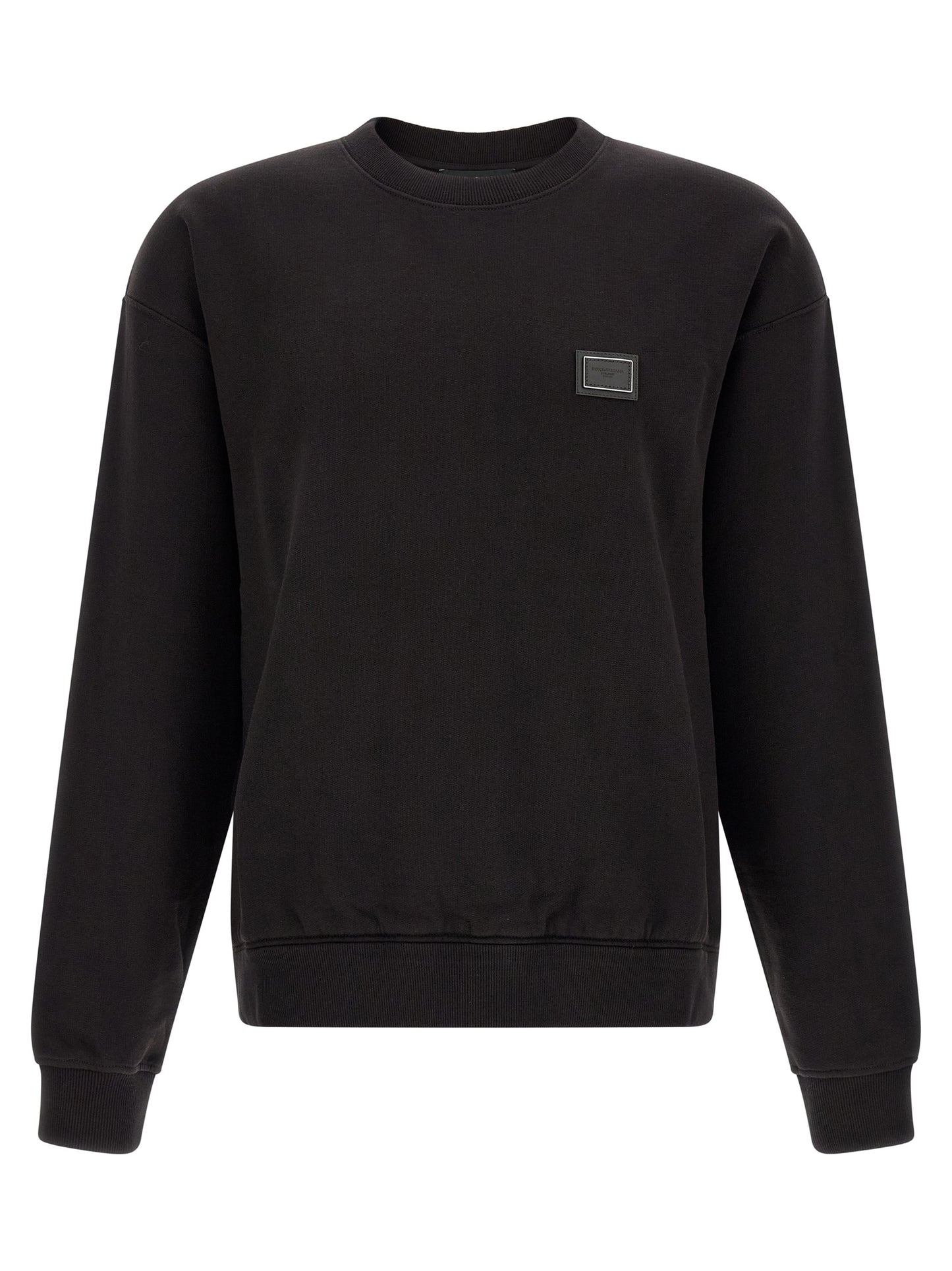 Sweatshirt by Dolce & Gabbana for men in cotton black showcases a slouchy chic silhouette, artfully detailed with a slouchy chic crew neckline and for a slouchy chic finish.
