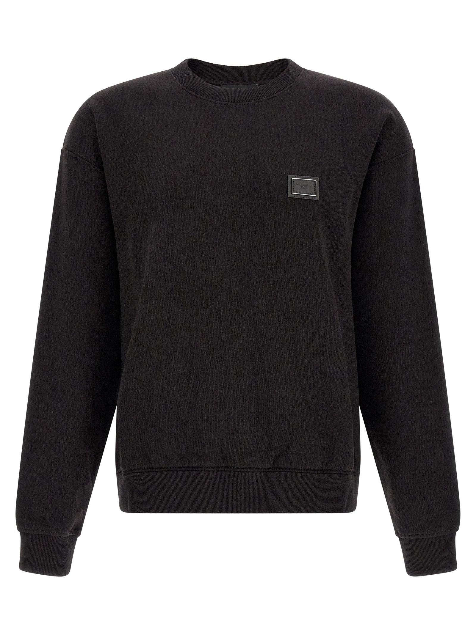 Sweatshirt by Dolce & Gabbana for men in cotton black showcases a slouchy chic silhouette, artfully detailed with a slouchy chic crew neckline and for a slouchy chic finish.