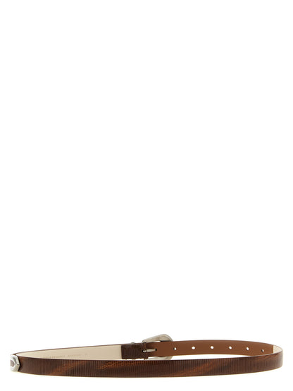 Belt by Brunello Cucinelli for women in bos taurus calfskin leather brown, silver, signature & striped features an distinguished design, perfectly showcasing the sophisticated craftsmanship of this distinguished Bos Taurus Calfskin Leather Belt.