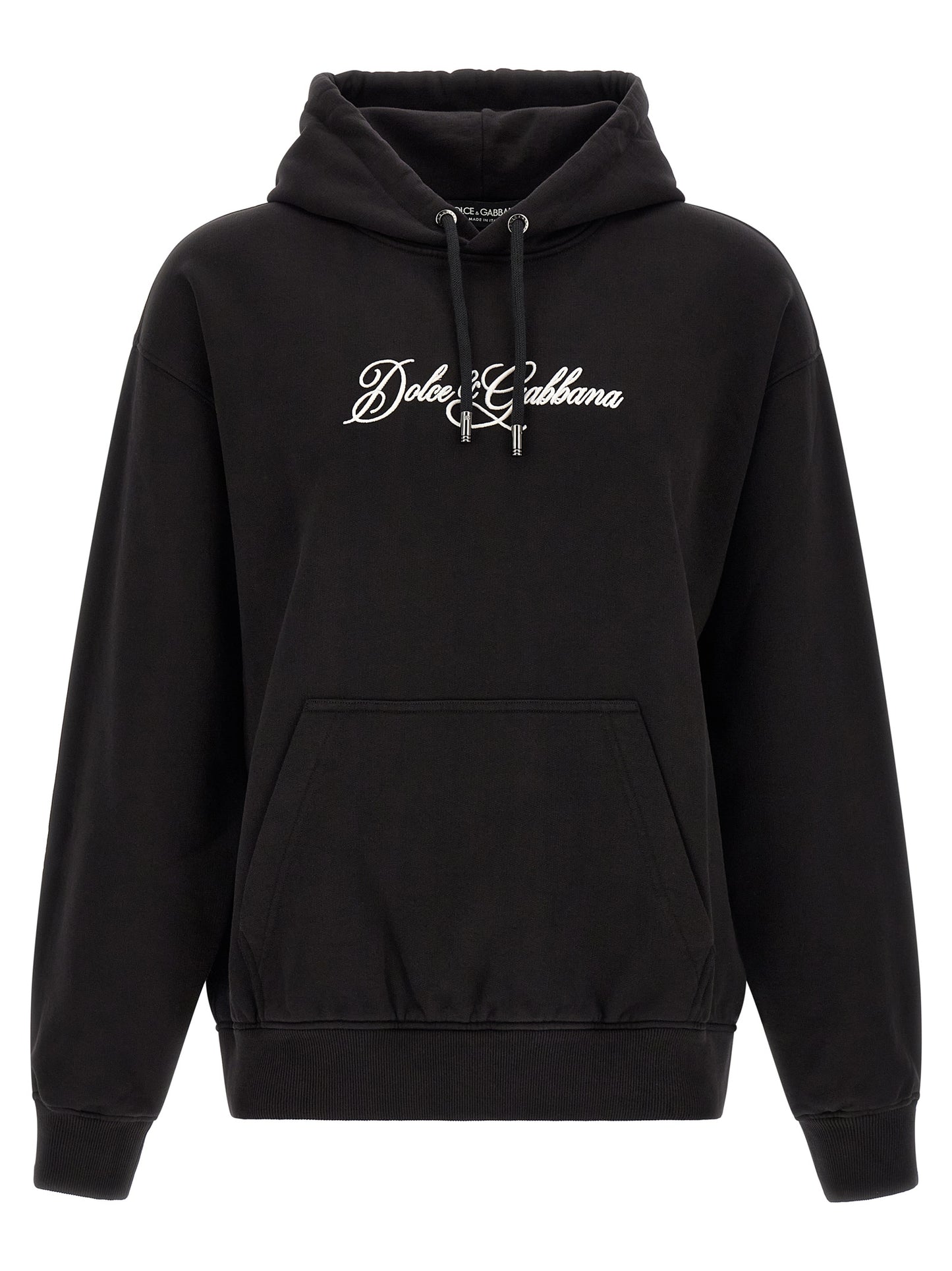 Sweatshirt by Dolce & Gabbana for men in cotton black showcases a slouchy chic silhouette, artfully detailed with a slouchy chic and for a slouchy chic finish.