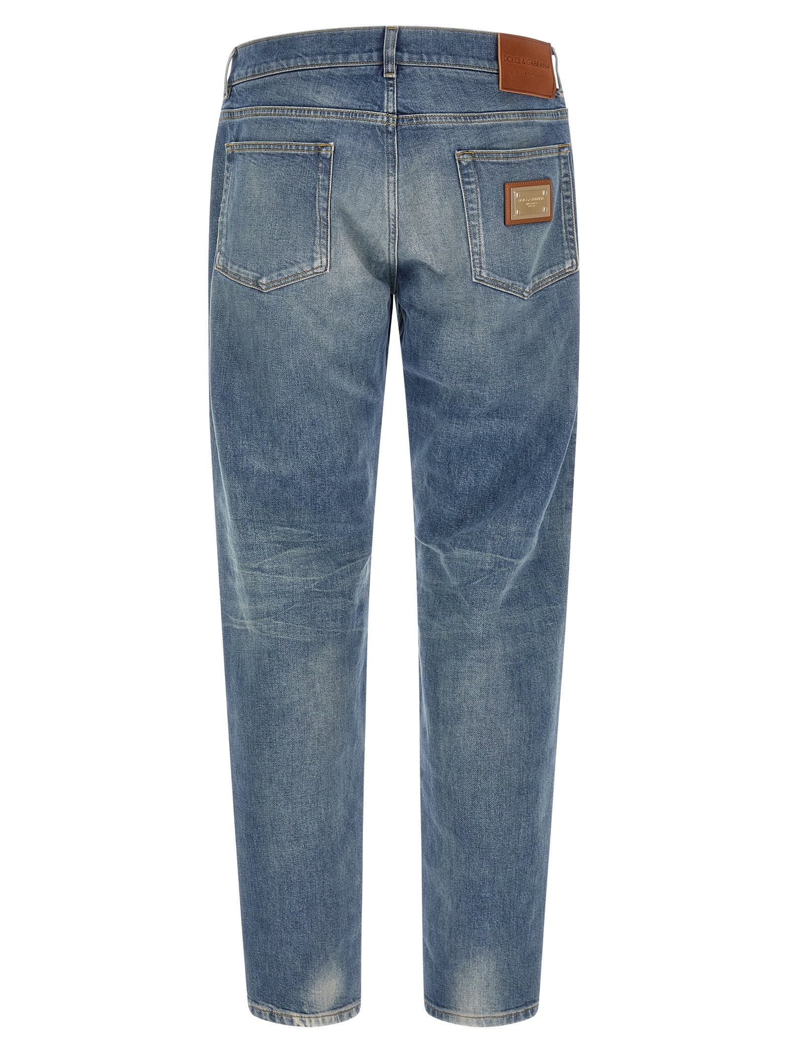 Jeans by Dolce & Gabbana for men in stretch denim cotton blue features a refined silhouette with a refined straight-leg, defined by a low rise and a refined long for a refined finish.