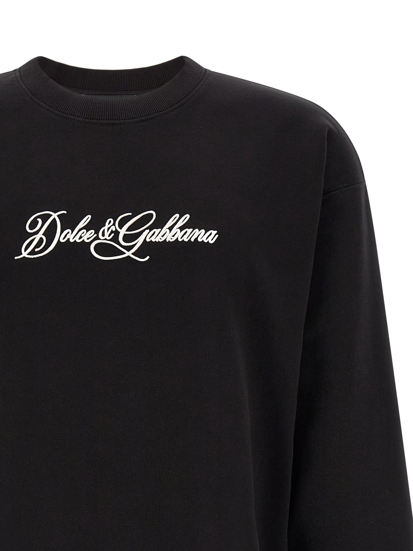 Sweatshirt by Dolce & Gabbana for men in cotton black features an provocated silhouette, detailed with a provocated and a refined for a sophisticated aesthetic.