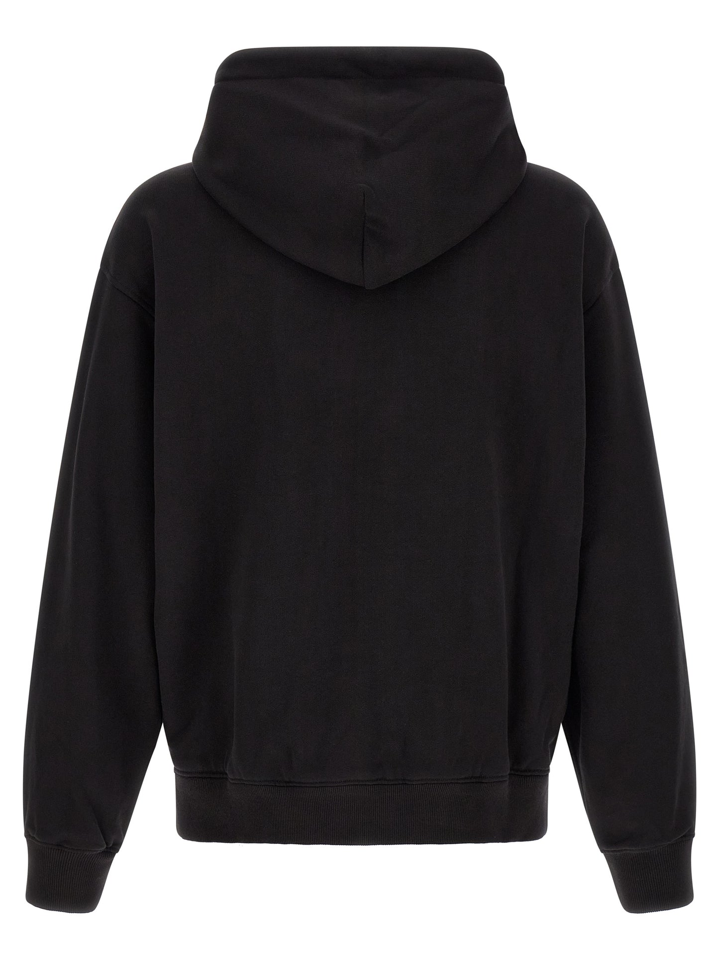 Sweatshirt Hoodie by Dolce & Gabbana for men in cotton satin black & silver features an luminous silhouette, showcasing a sophisticated hooded neckline and for a truly luminous look.
