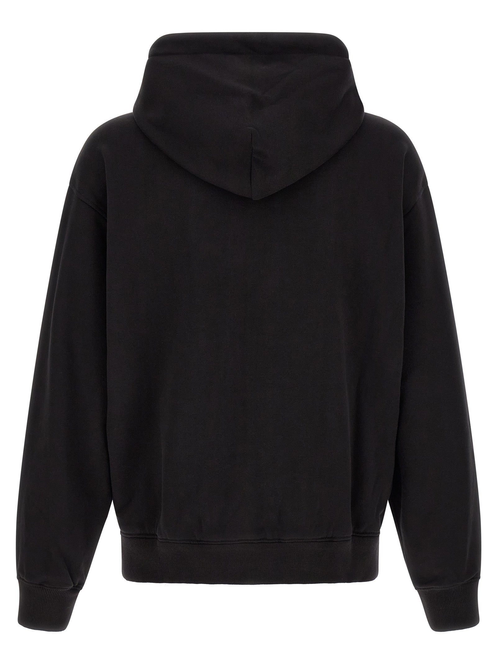 Sweatshirt Hoodie by Dolce & Gabbana for men in cotton satin black & silver features an luminous silhouette, showcasing a sophisticated hooded neckline and for a truly luminous look.