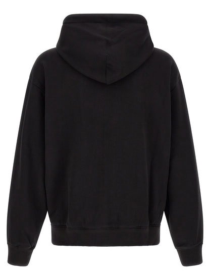 Sweatshirt Hoodie by Dolce & Gabbana for men in cotton satin black & silver features an luminous silhouette, showcasing a sophisticated hooded neckline and for a truly luminous look.