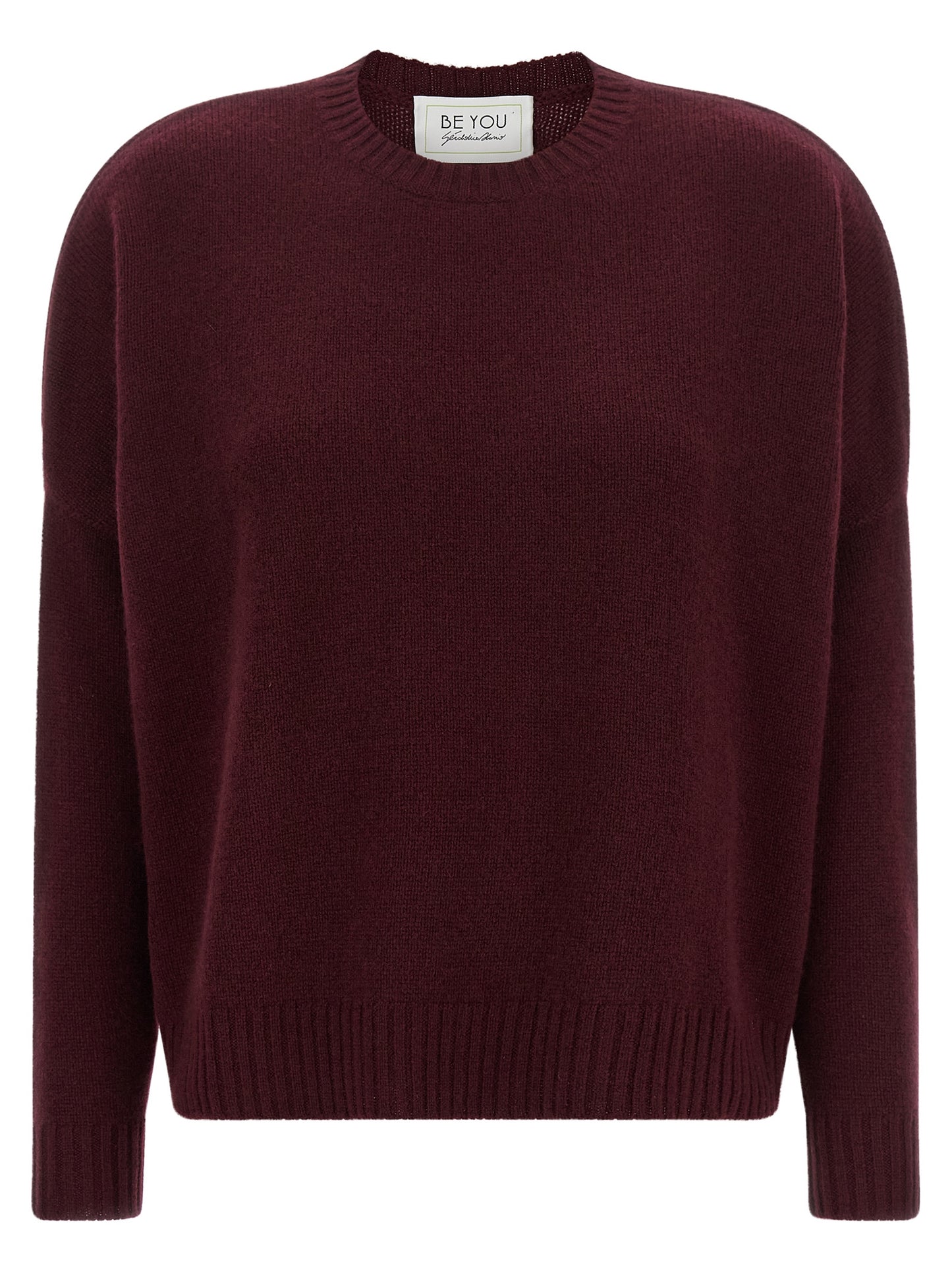 BE YOU Women's Relaxed Fit Crew Neck Cashmere Cardigan - Bordeaux