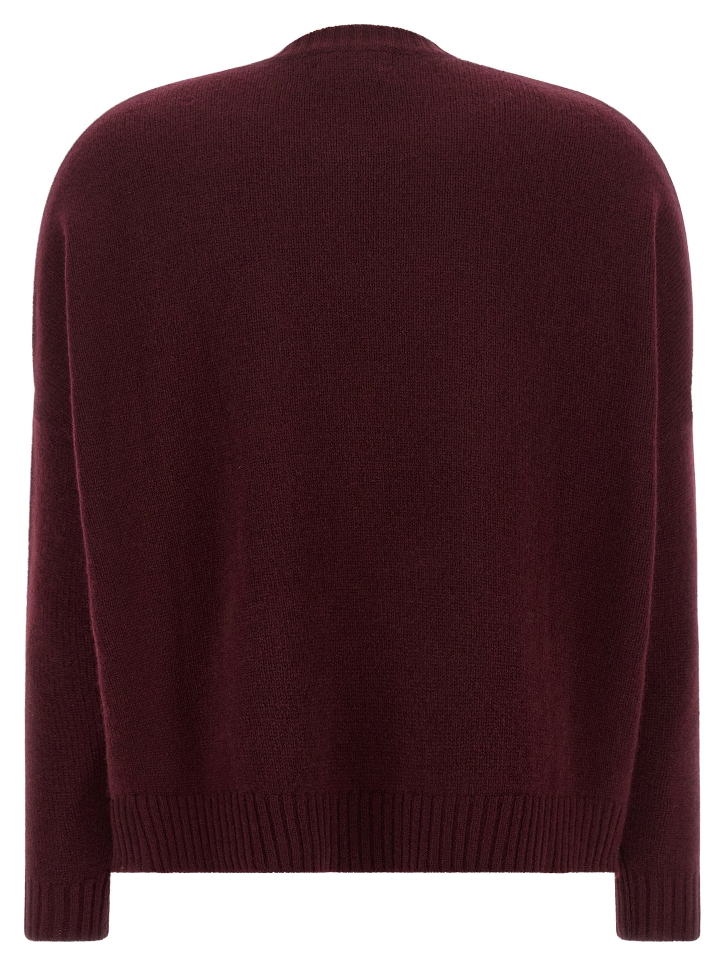 BE YOU Women's Relaxed Fit Crew Neck Cashmere Cardigan - Bordeaux