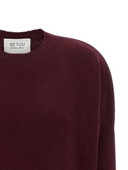 BE YOU Women's Relaxed Fit Crew Neck Cashmere Cardigan - Bordeaux