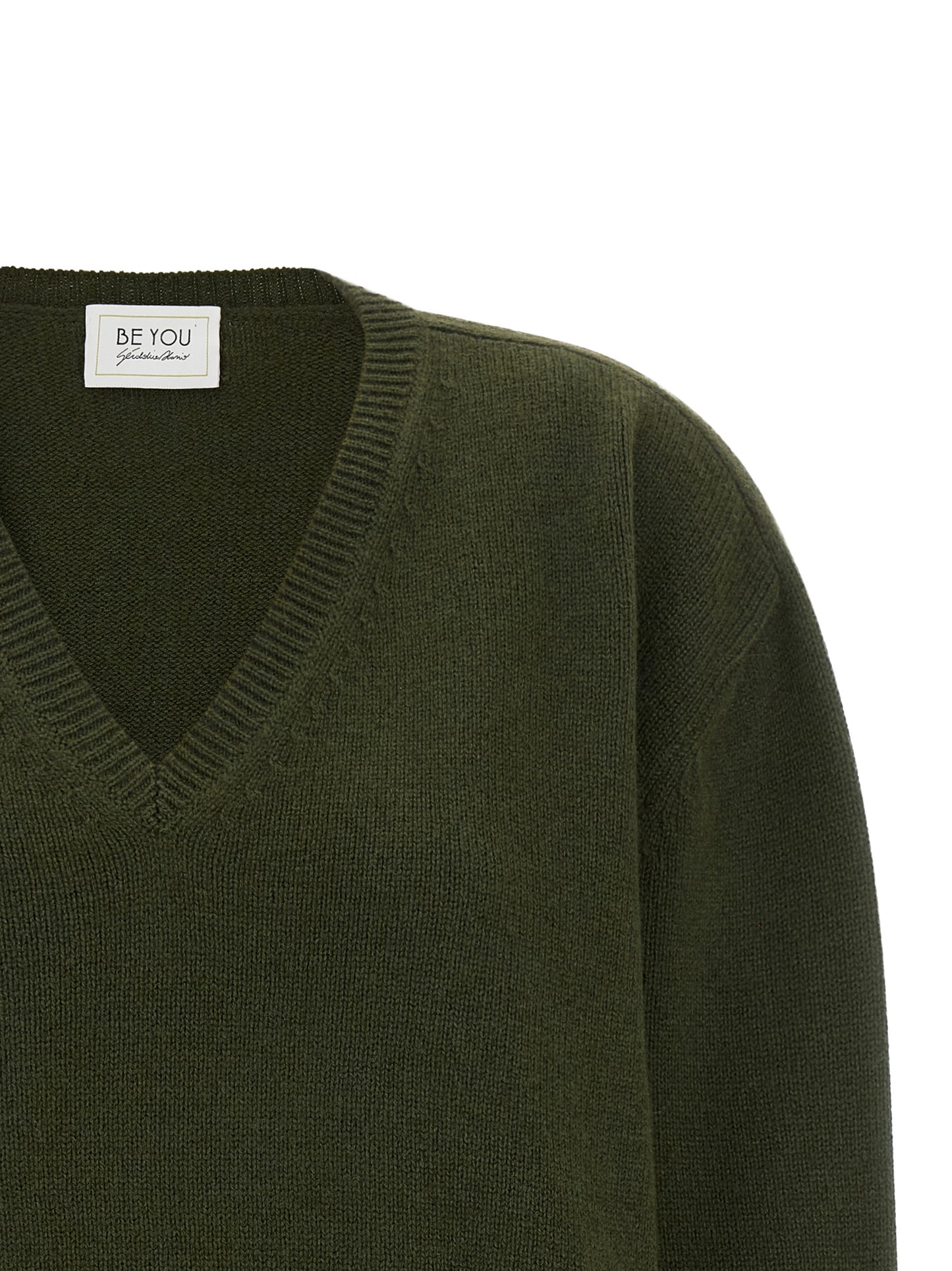 BE YOU Women's Relaxed Fit V Neck Cashmere Cardigan - Bicolour Green