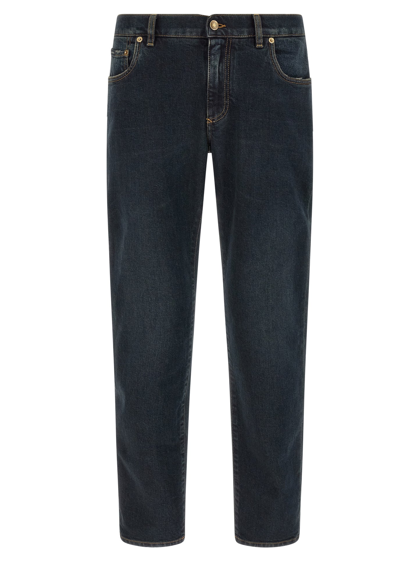 Jeans by Dolce & Gabbana for men in stretch denim cotton blue, gold & signature features a refined silhouette with a refined skinny, defined by a and a refined long for a refined finish.