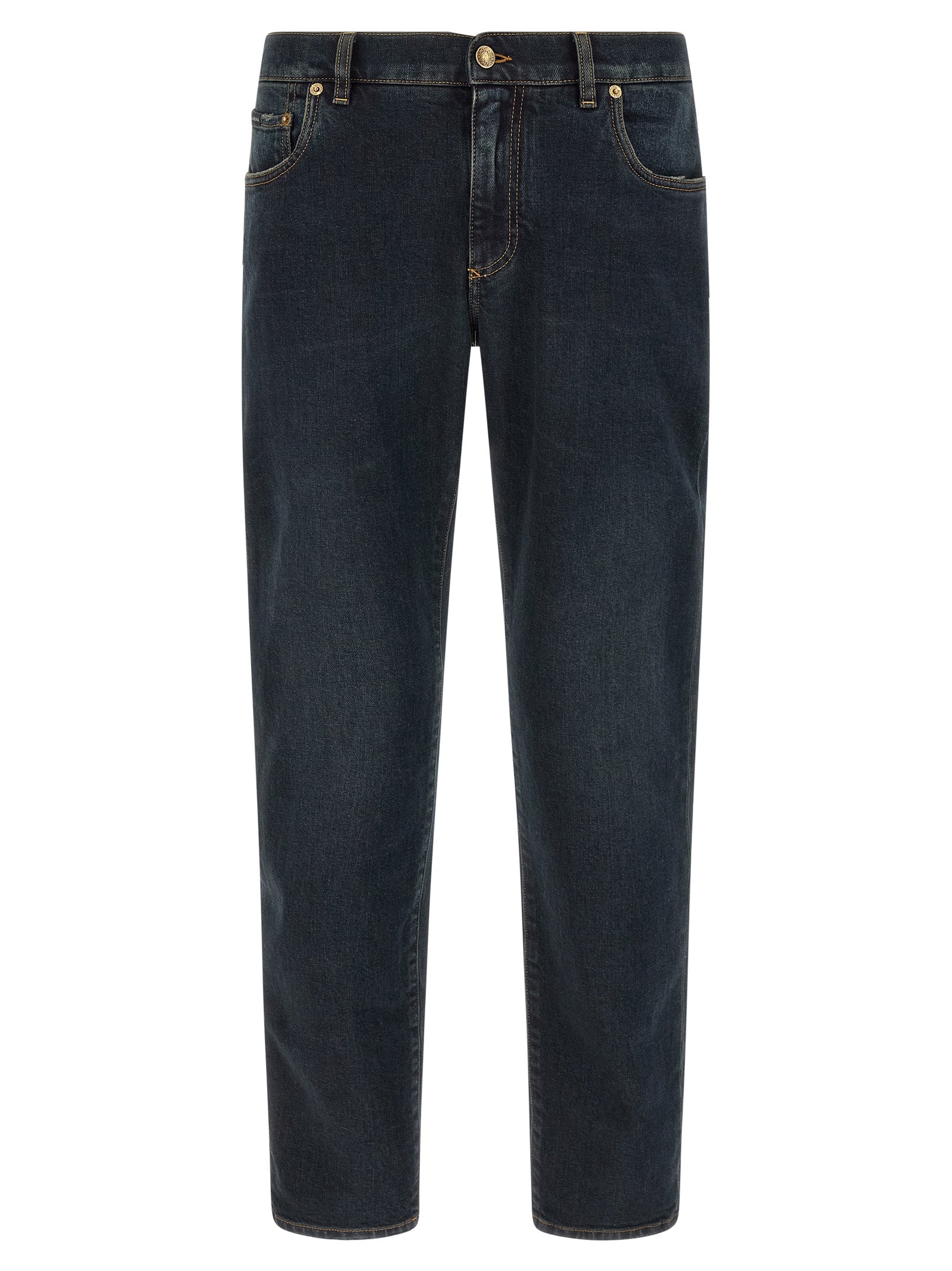 Jeans by Dolce & Gabbana for men in stretch denim cotton blue, gold & signature features a refined silhouette with a refined skinny, defined by a and a refined long for a refined finish.