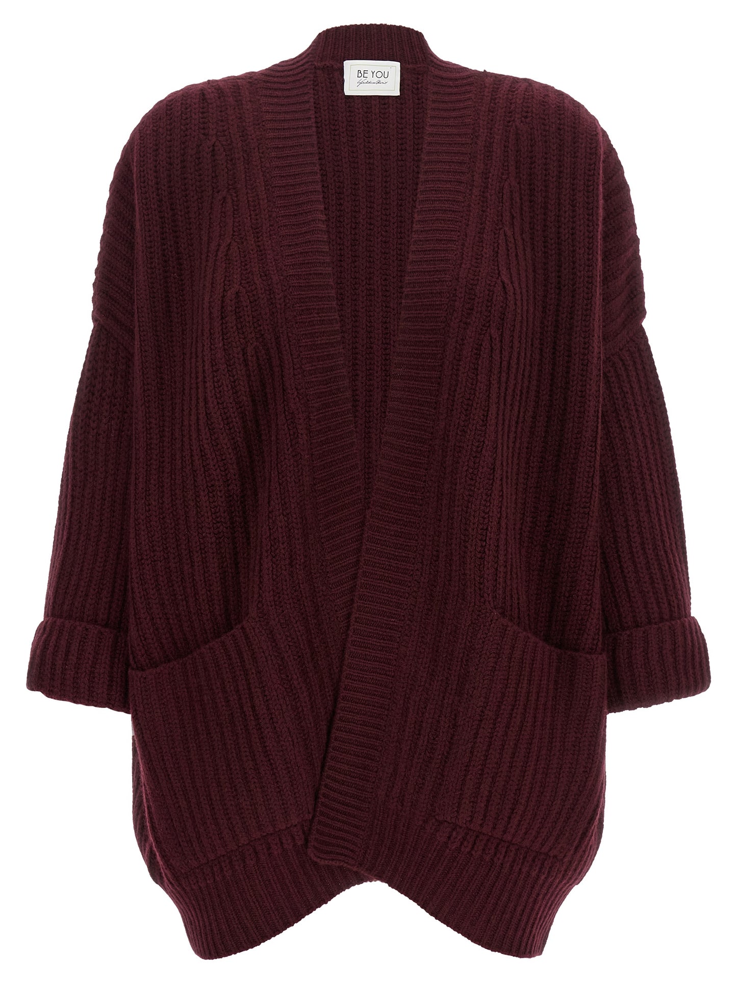 BE YOU Women's Relaxed Fit Wide Oversized Cashmere Cardigan - Bordeaux