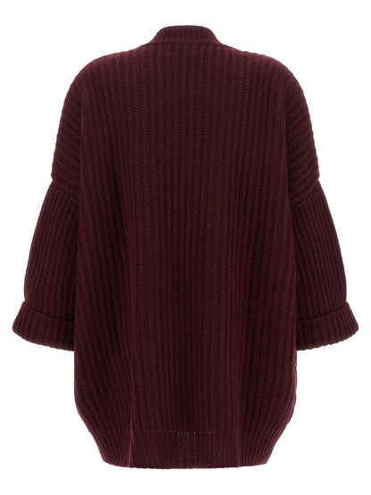 BE YOU Women's Relaxed Fit Wide Oversized Cashmere Cardigan - Bordeaux