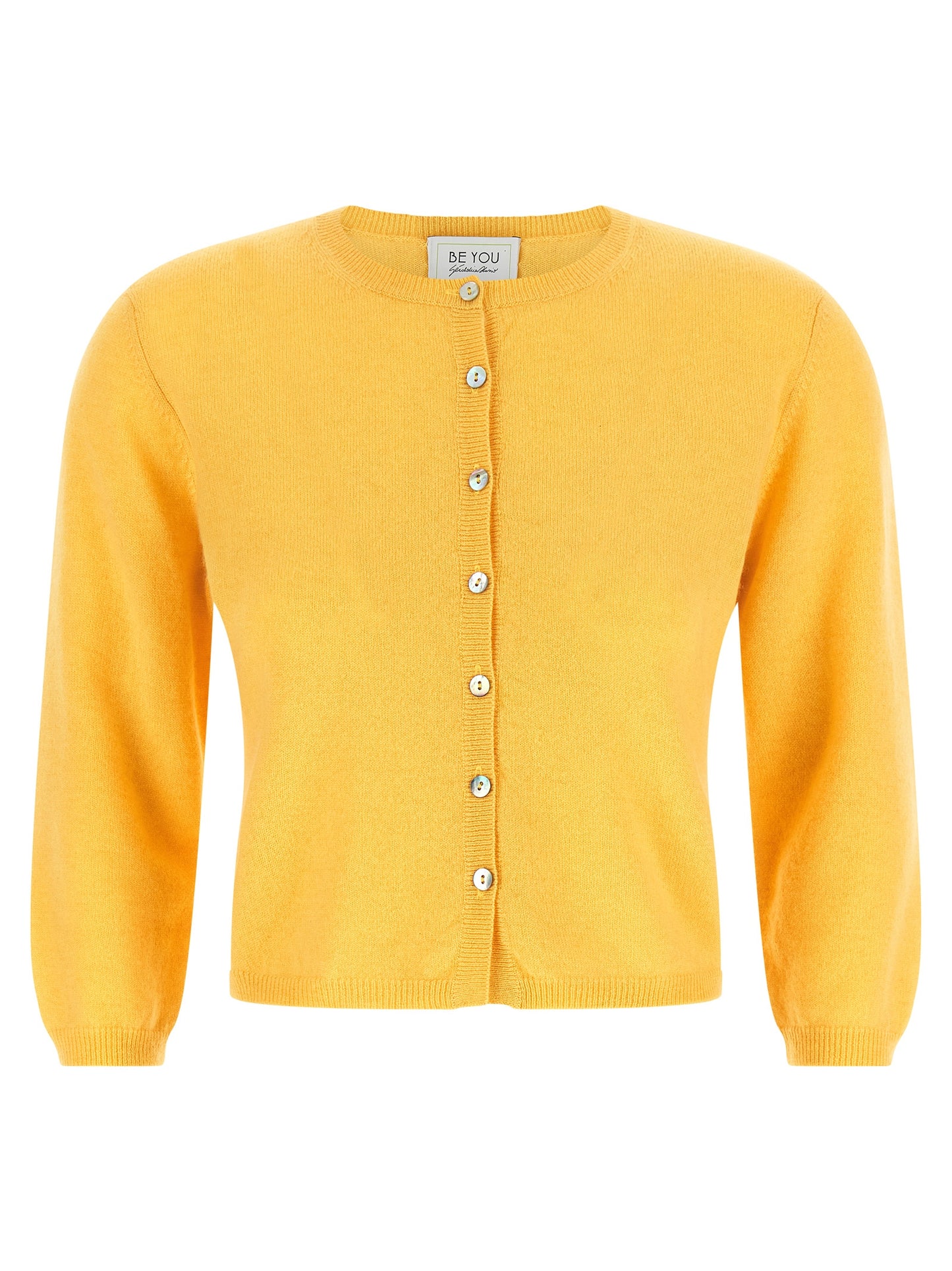 BE YOU Women's Cashmere Cardigan - Bicolour Pearl Yellow
