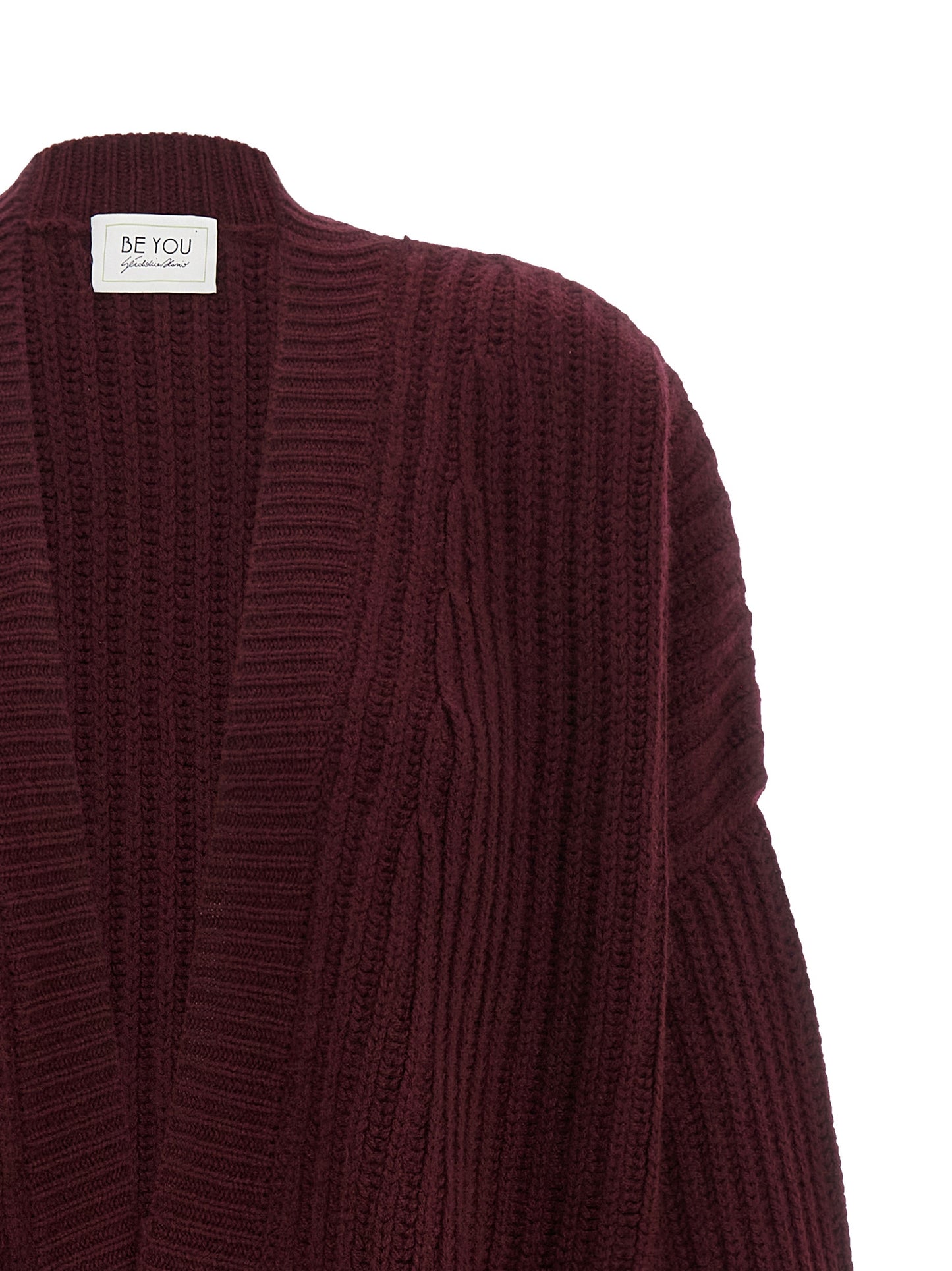 BE YOU Women's Relaxed Fit Wide Oversized Cashmere Cardigan - Bordeaux