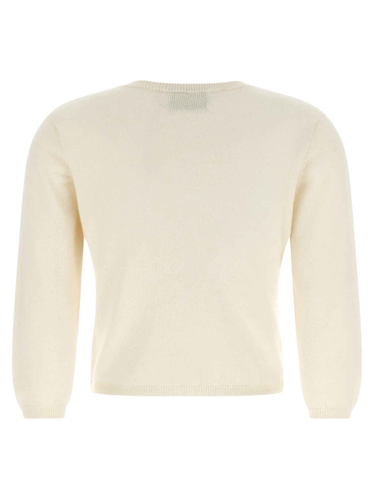 BE YOU Women's Regular Fit Round Neck Cashmere Cardigan - Ivory Pearl White