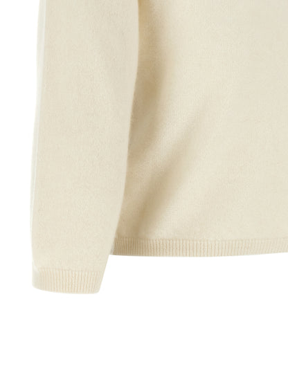 BE YOU Women's Regular Fit Round Neck Cashmere Cardigan - Ivory Pearl White