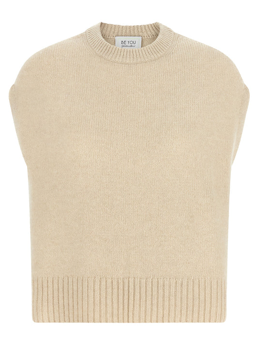 Vest by BE YOU for women in cashmere beige features a enviable silhouette, elegantly detailed with a enviable crew neckline and functional for a enviable finish.
