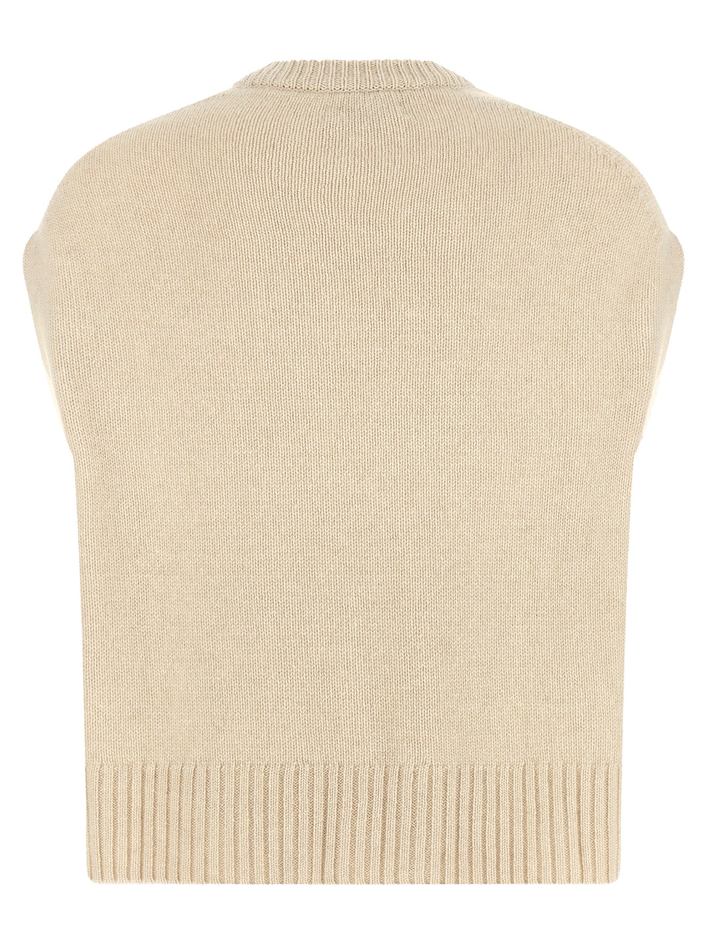 BE YOU Women's Crew Neck Cashmere Vest - Beige