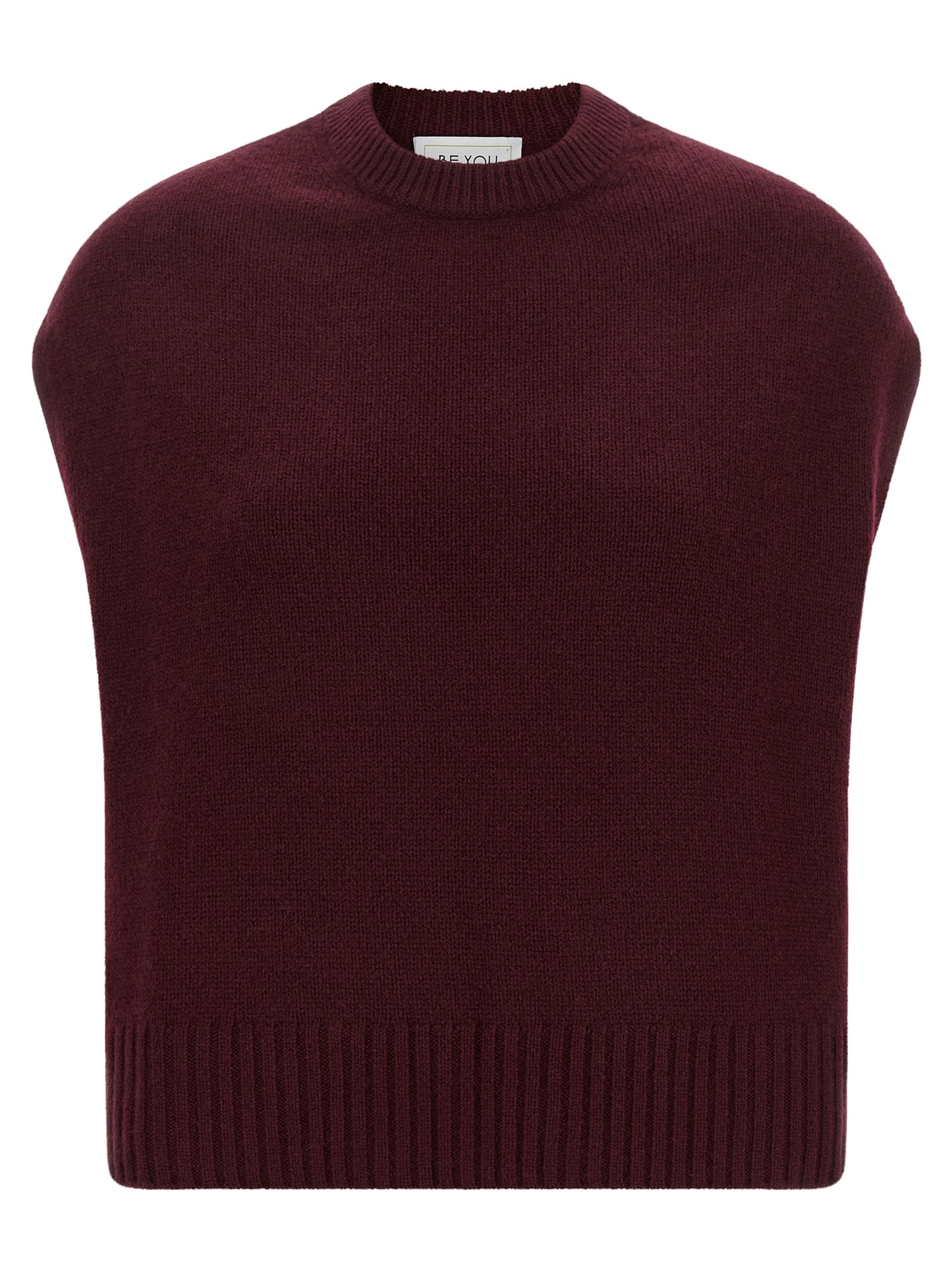 BE YOU Women's Crew Neck Cashmere Vest - Bordeaux Burgundy