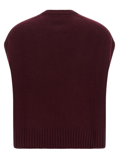 BE YOU Women's Crew Neck Cashmere Vest - Bordeaux Burgundy