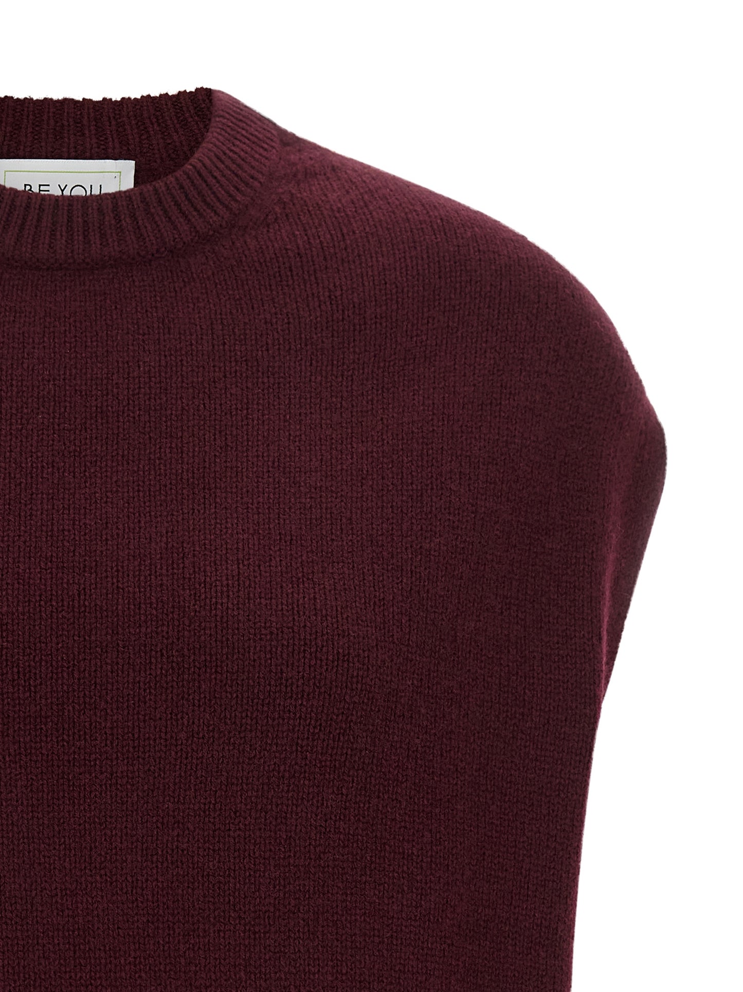 BE YOU Women's Crew Neck Cashmere Vest - Bordeaux Burgundy