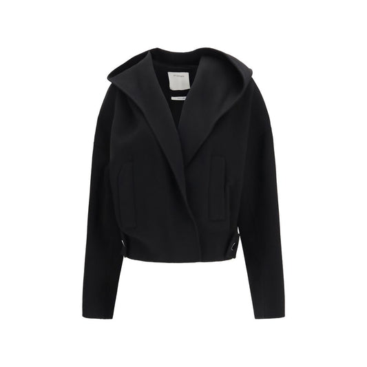 Overcoat by Max Mara for women in virgin wool black features a cosy chic silhouette, artfully detailed with a sophisticated v-neck shawl-collar neckline and premium for a cosy chic finish.