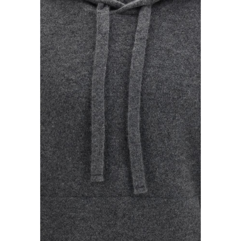 Sweatshirt Hoodie by Laneus for men in polyester silk cashmere & capra leather gray & natural features a edgy silhouette, detailed with a edgy hooded neckline and for a refined finish.
