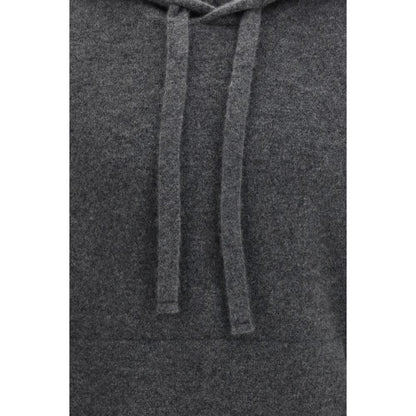 Sweatshirt Hoodie by Laneus for men in polyester silk cashmere & capra leather gray & natural features a edgy silhouette, detailed with a edgy hooded neckline and for a refined finish.